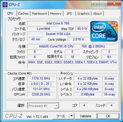 CPU-Z日本語画面