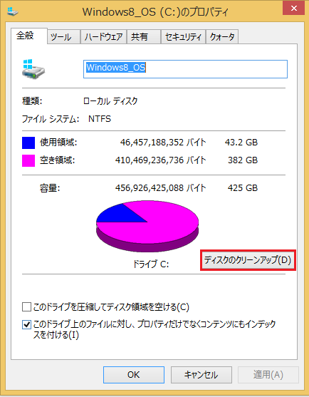 Windows8/8.1 ディスククリーンアップのやり方の手順6