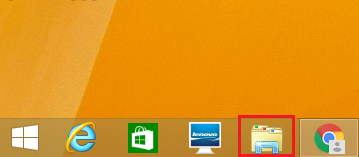 Windows8 ハードディスクの容量の確認の仕方1　左下にあるフォルダを左クリック