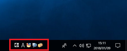 Windows10 言語バーのアイコンがタスクバーに表示されている状態