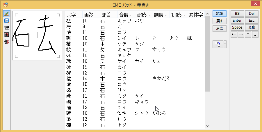 IMEパッドの画面が大きくなった状態