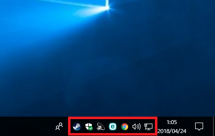 通知領域(タスクトレイ)に全てのアイコンが表示されたことを確認してみましょう。