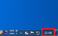 Windows7 タスクバーの通知領域の日付が非表示の状態