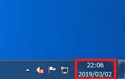 Windows7 「小さいアイコンと使う」がオフの場合は、時計が表示される