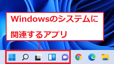 ※Windows関連のシステムに絡んでくるアプリより左に持っていくことはできません。